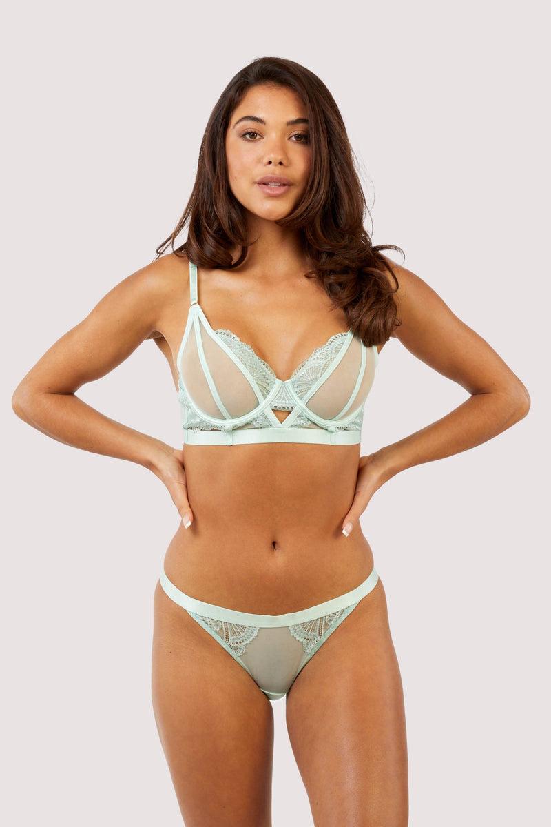 Playful Promises Fenella Aqua Lace And Net Longline Bra