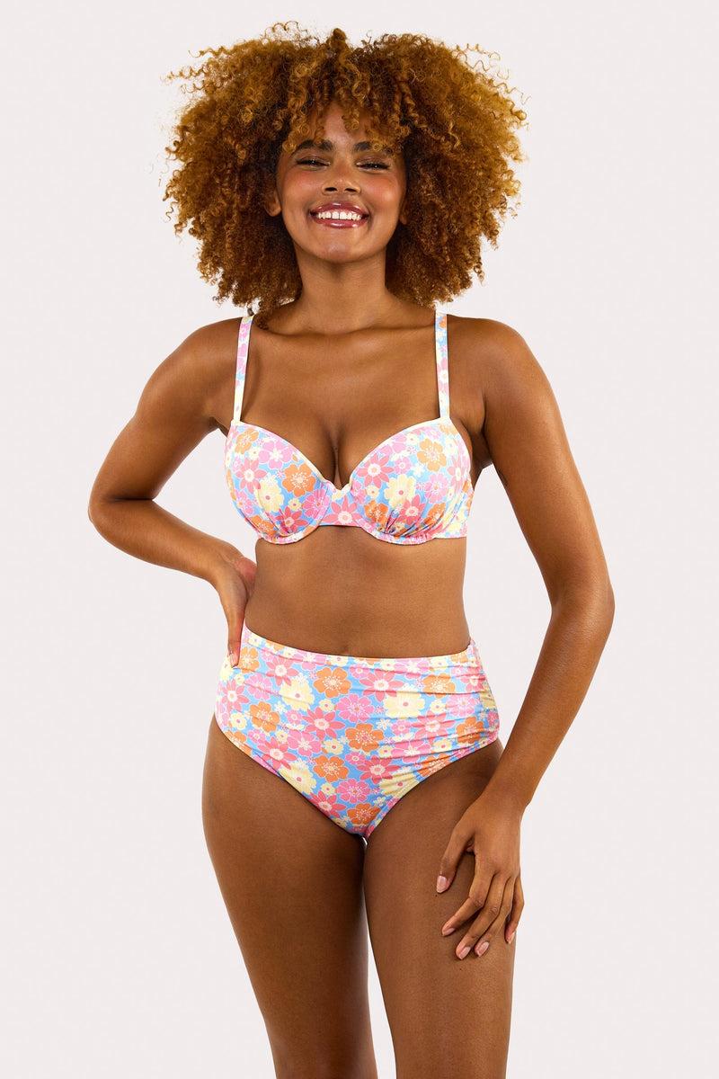 Playful Promises Floral Plunge Bikini Top Fuller Bust Exclusive