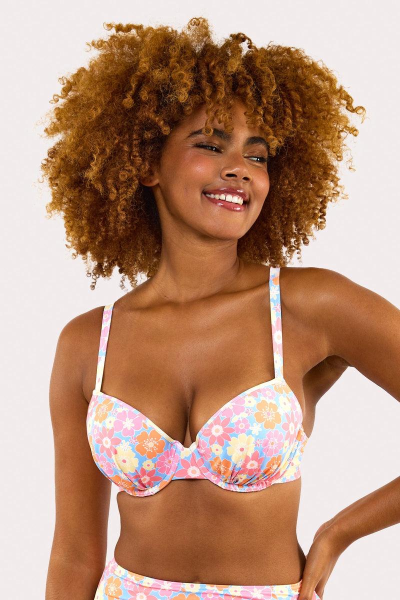 playful promises Floral Plunge Bikini Top Fuller Bust Exclusive