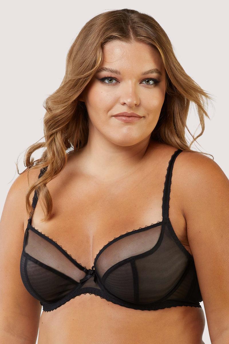 Playful Promises Grace Black Supportive Plunge Net Bra