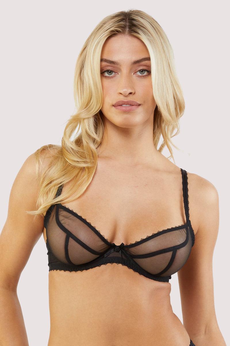 playful promises Grace Black Supportive Plunge Net Bra