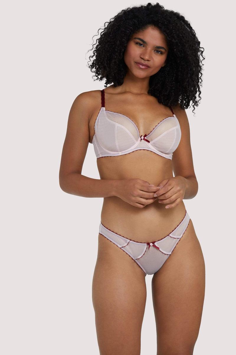 Playful Promises Grace Dusty Pink And Wine Plunge Net Bra