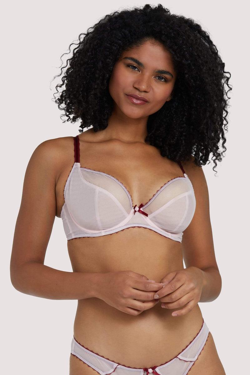 playful promises Grace Dusty Pink and Wine Plunge Net Bra