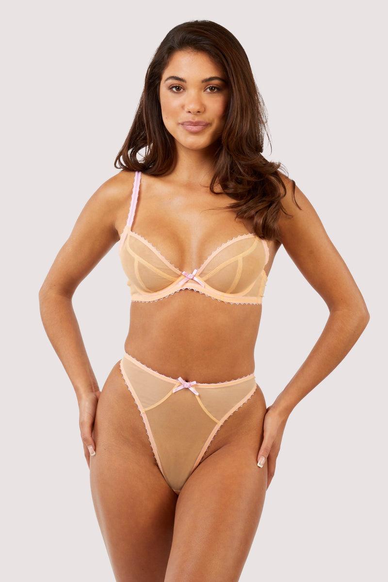 Playful Promises Grace Orange Supportive Plunge Net Bra