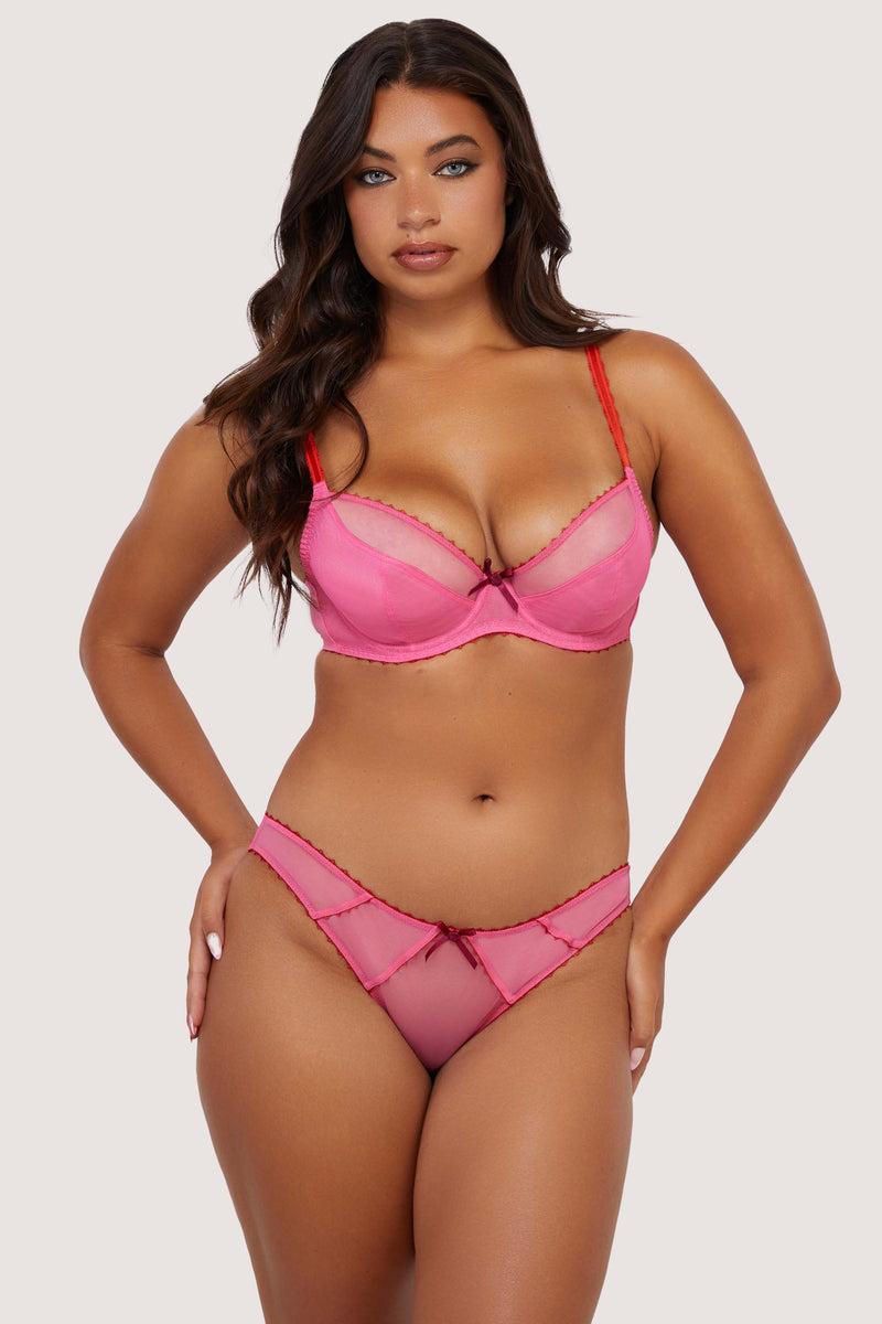 Playful Promises Grace Pink Supportive Net Plunge Bra