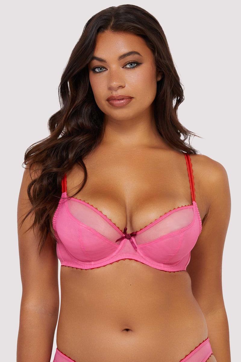 playful promises Grace Pink Supportive Net Plunge Bra