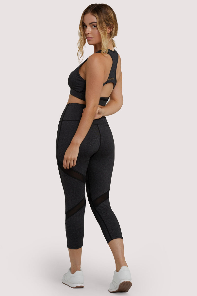 Playful Promises Grey Marl Mesh Panel Crop Leggings