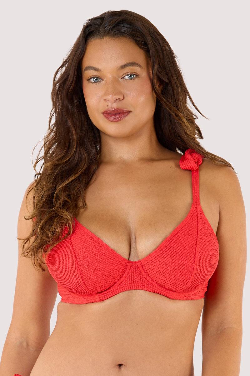 Playful Promises Hattie Red Crinkle Underwired Bikini Top