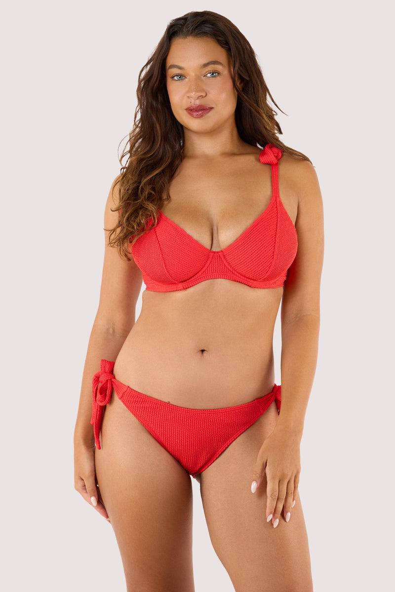 Playful Promises Hattie Red Crinkle Underwired Bikini Top