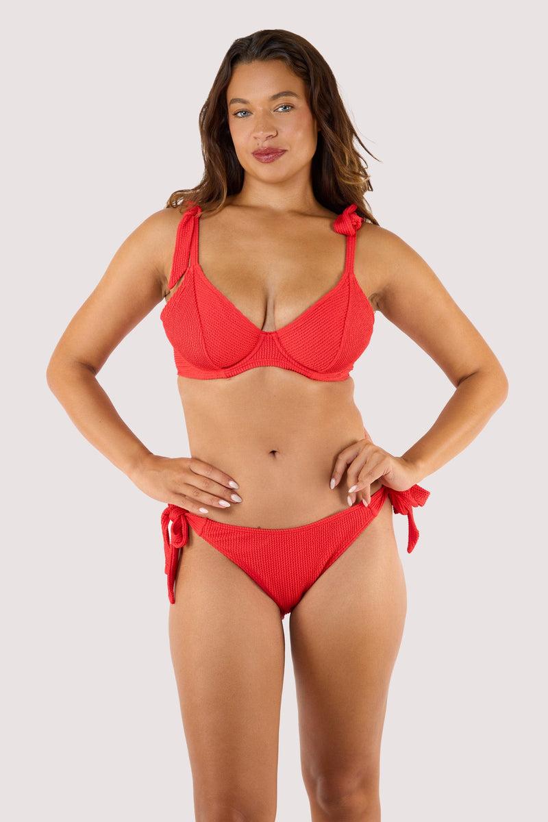 Playful Promises Hattie Red Crinkle Underwired Bikini Top