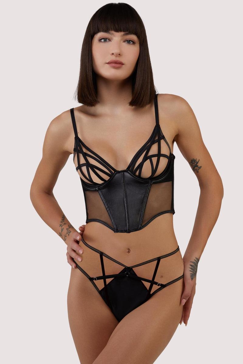 Playful Promises Indie Black Vegan Leather Classic Underbust Corset