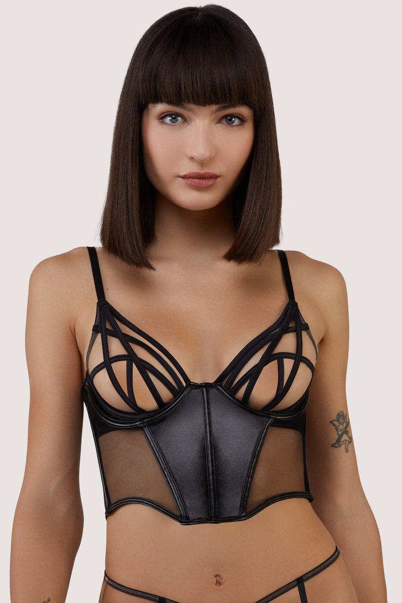 playful promises Indie Black Vegan Leather Classic Underbust Corset