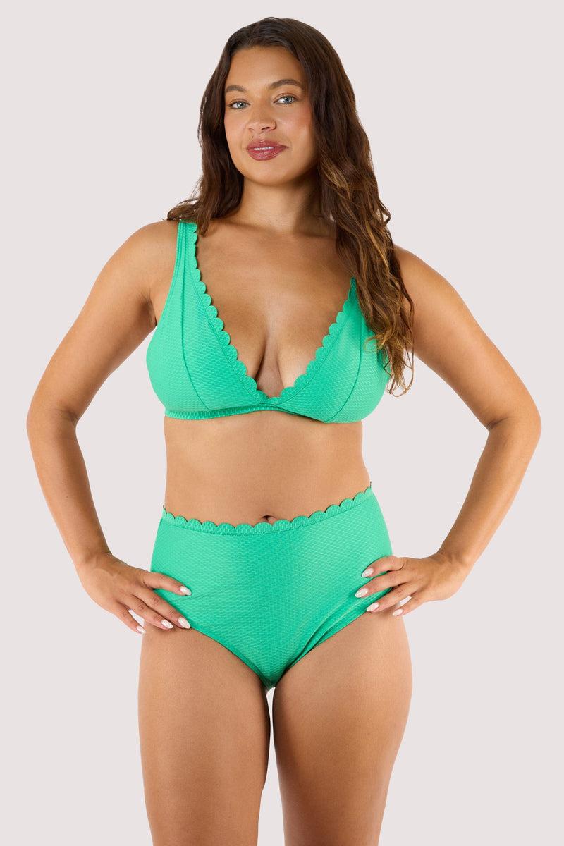 Playful Promises Jade Green Scallop High Waist Bikini Brief