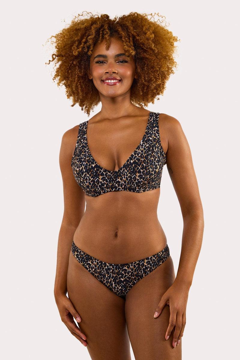 Playful Promises Juliet Leopard Print Mix & Match D+ Underwired Crop Bikini Top