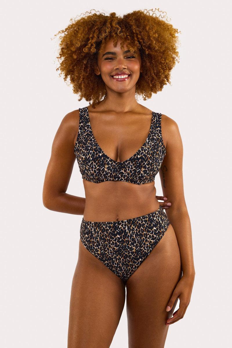 Playful Promises Juliet Leopard Print Mix & Match High-Waist High-Leg Bikini Bottoms