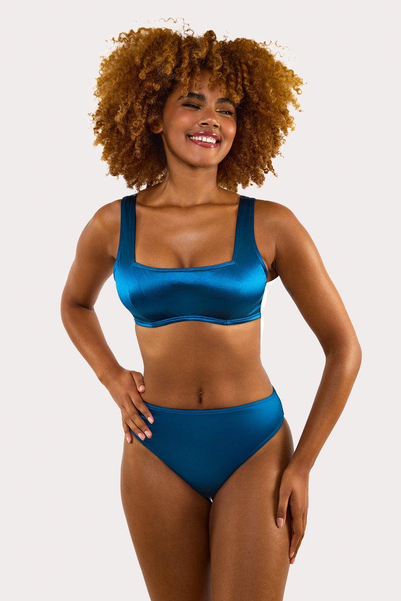 Playful Promises Kylie Teal Fuller Bust Square Neck Crop Top