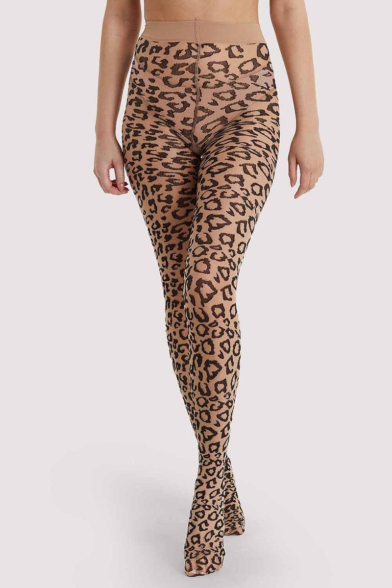 Playful Promises Leopard Knit Tights Light Nude/Black