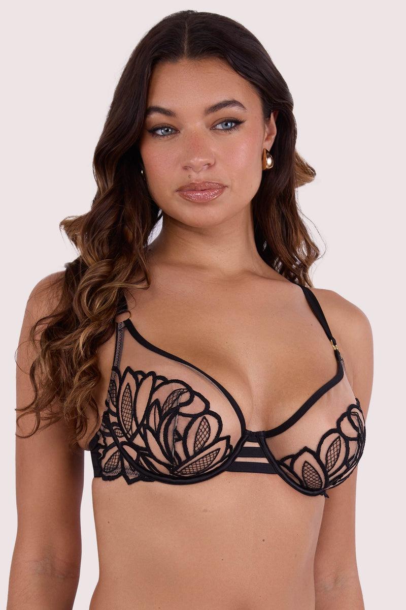 playful promises Lilith Black Graphic Embroidery Bra