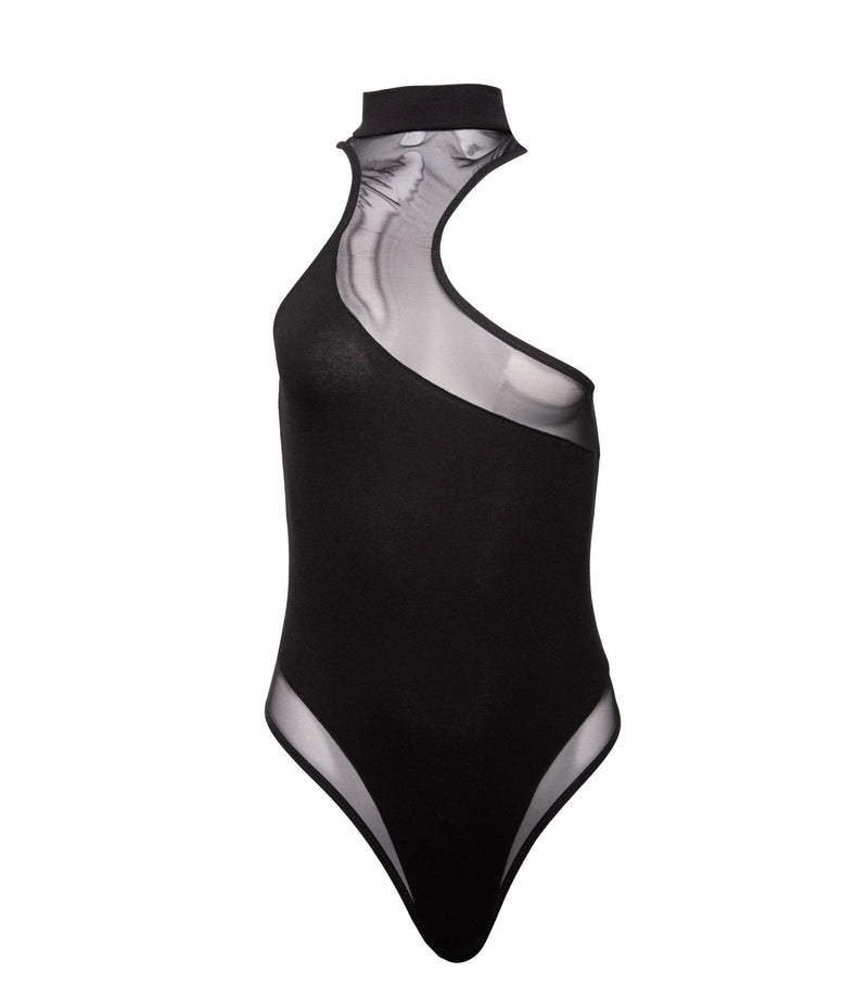 Playful Promises Lola Black Asymmetric Mesh & Jersey Body
