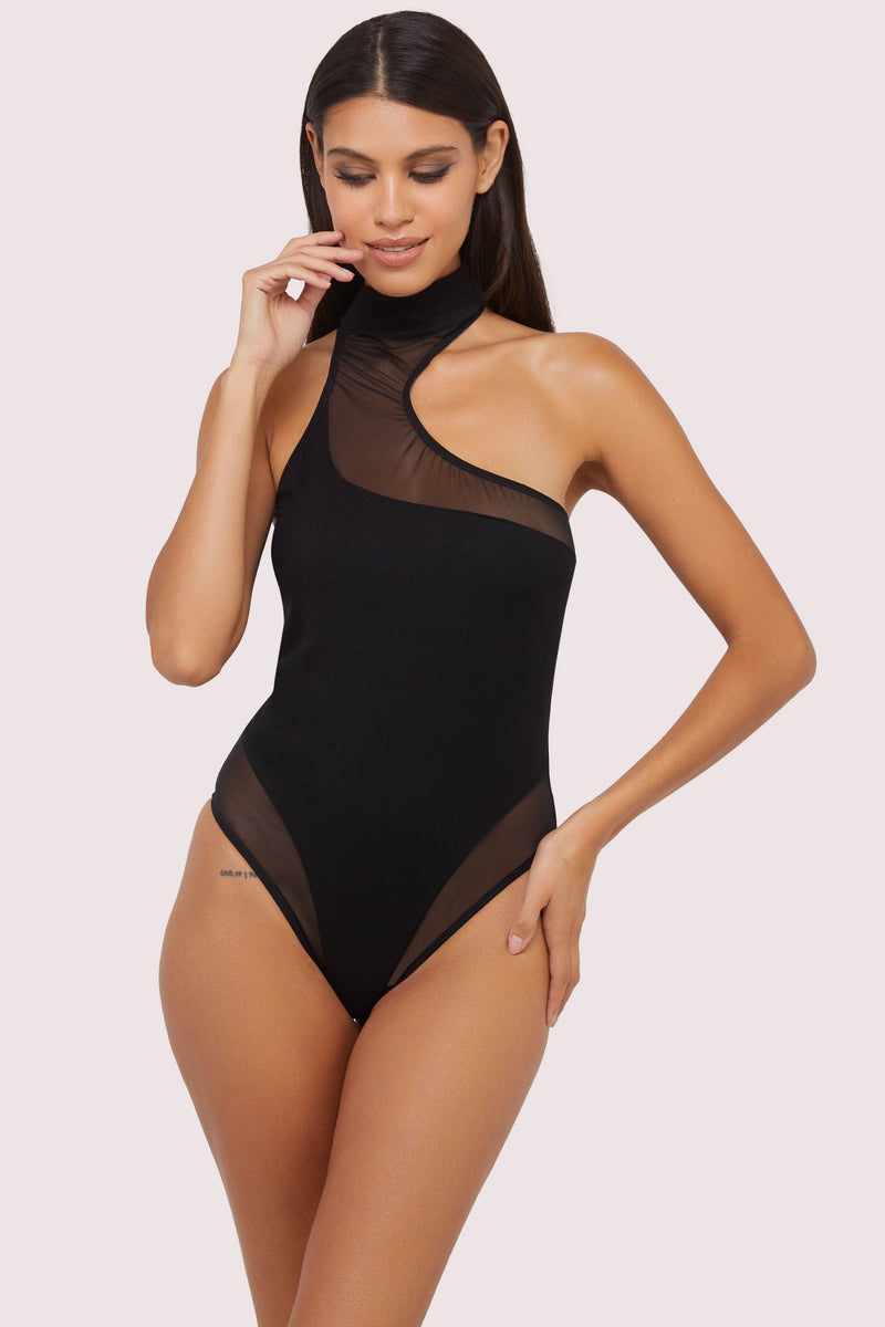 playful promises Lola Black Asymmetric Mesh & Jersey Body