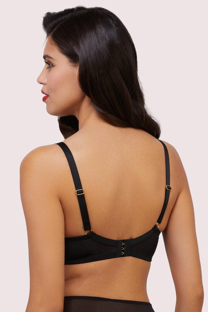 Playful Promises Lottie Black Floral Embroidery Strap Plunge Bra
