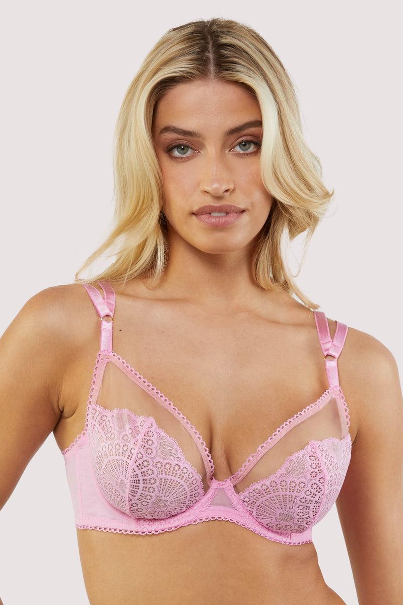 playful promises Lou Pink Strappy Lace Bra With Picot Detail