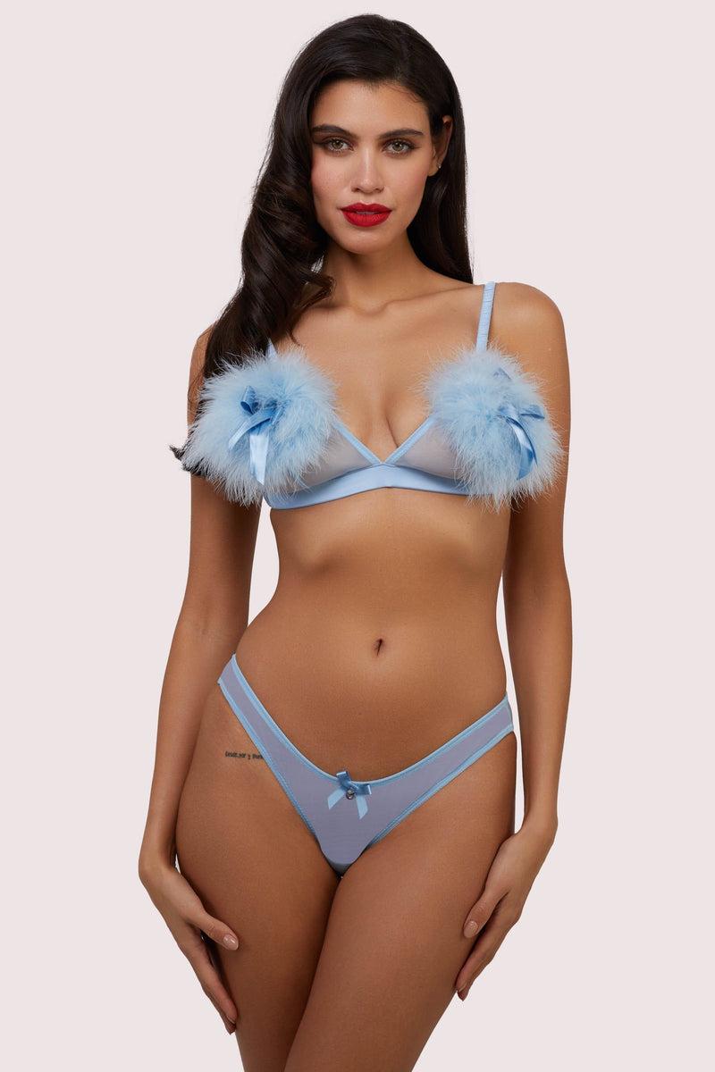 Playful Promises Lulu Baby Blue Diamanté Marabou Triangle