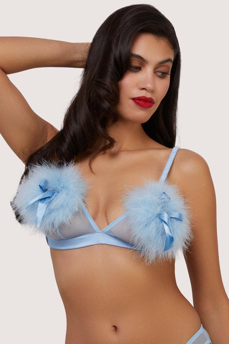 playful promises Lulu Baby Blue Diamanté Marabou Triangle