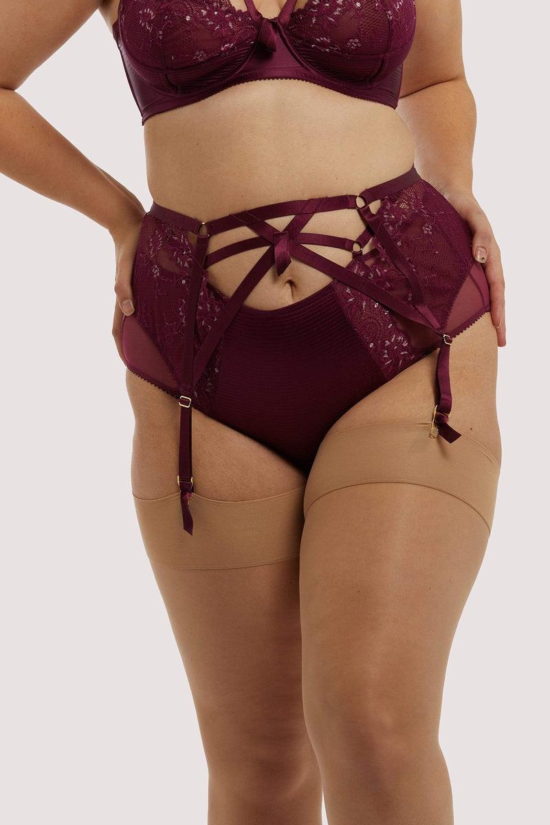Playful Promises Madame X Dark Cherry High Waist Curve Suspender
