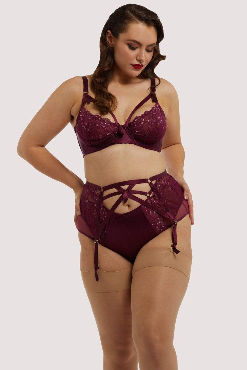 Playful Promises Madame X Dark Cherry High Waist Curve Suspender