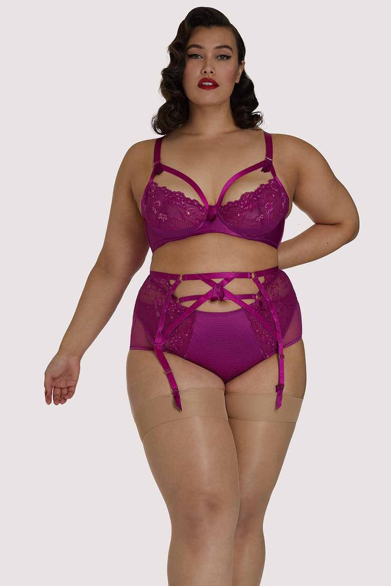 Playful Promises Madame X Magenta Curve Suspender Belt
