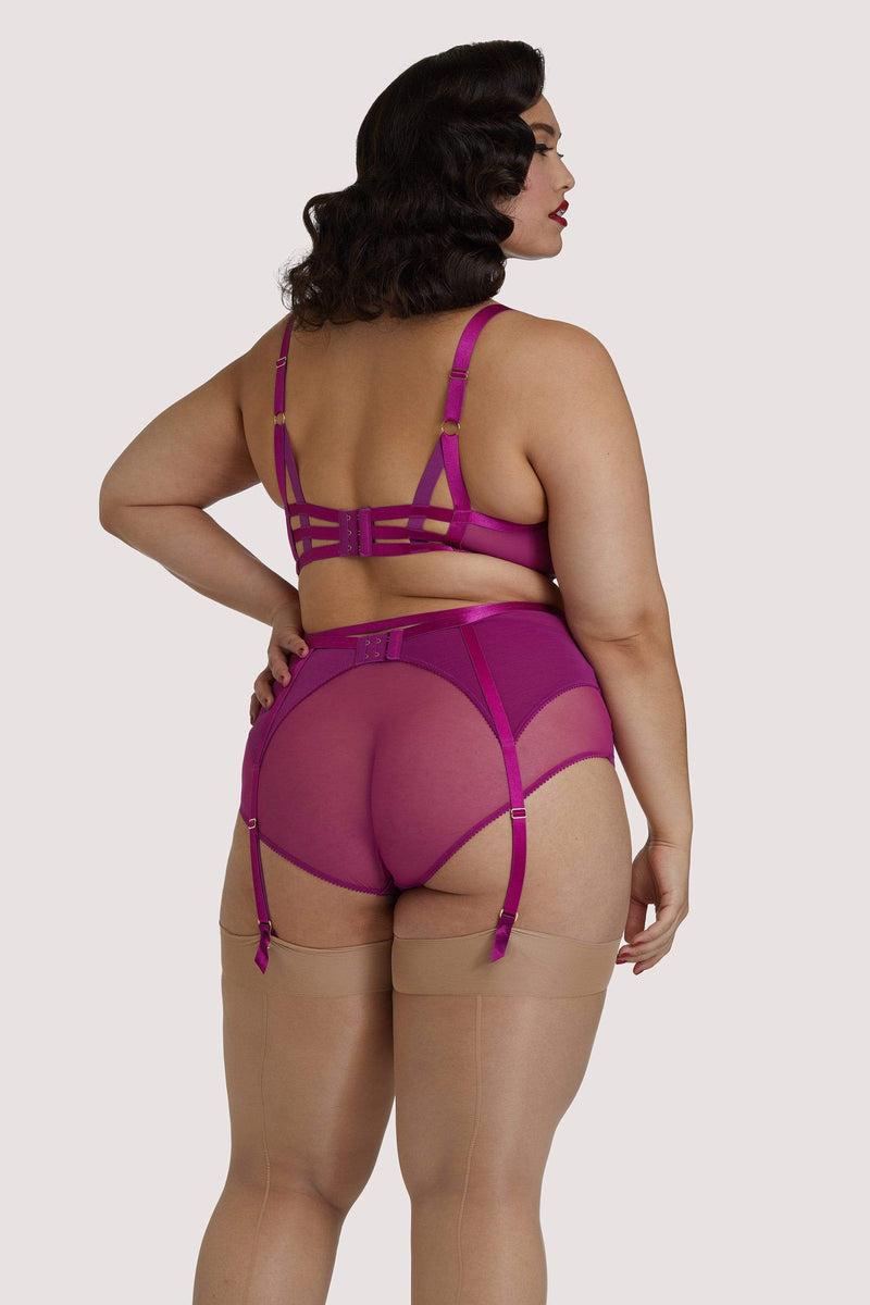 Playful Promises Madame X Magenta Curve Suspender Belt