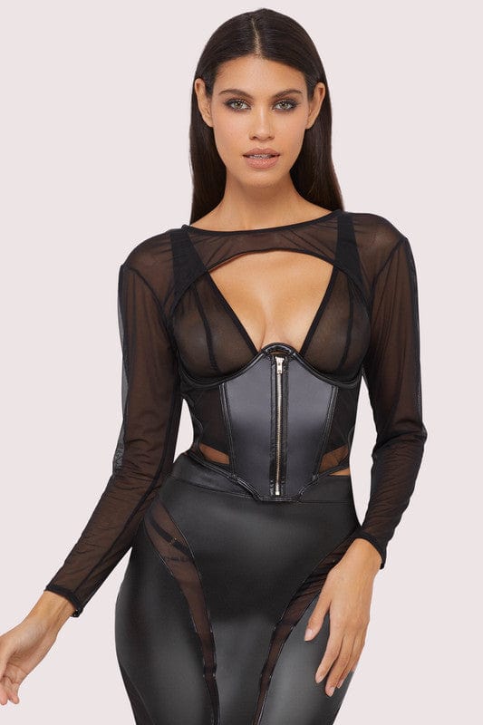 Playful Promises Maeve Black Vegan Leather Underbust Corset