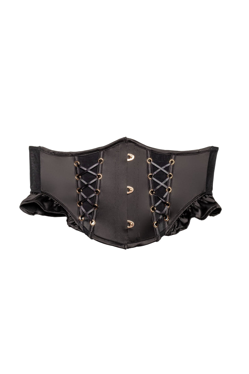 playful promises Marina Black Satin and Buckle Underbust Corset