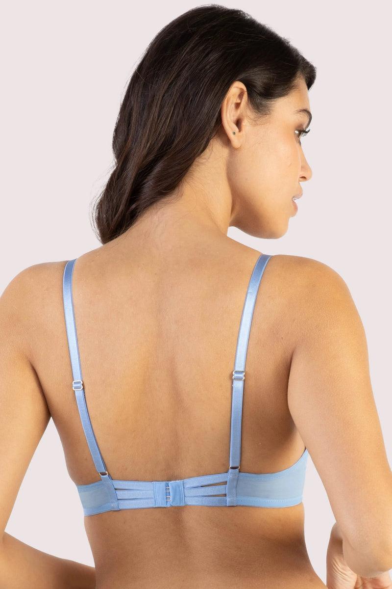 Playful Promises Mayla Blue Floral Embroidered Plunge Bra