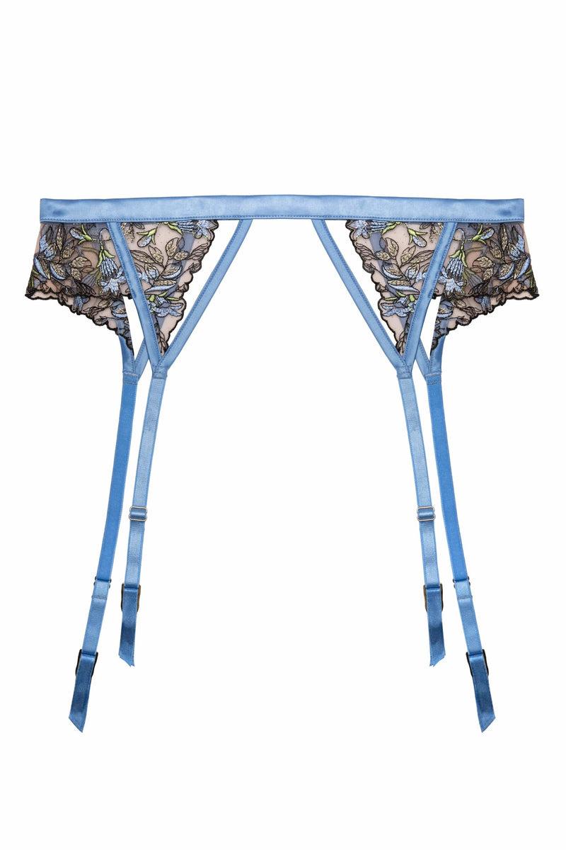 Playful Promises Mayla Blue Floral Embroidered Suspender
