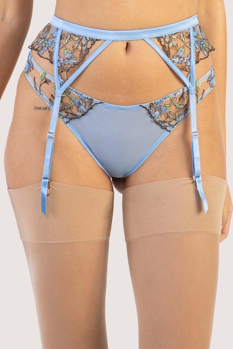 playful promises Mayla Blue Floral Embroidered Suspender