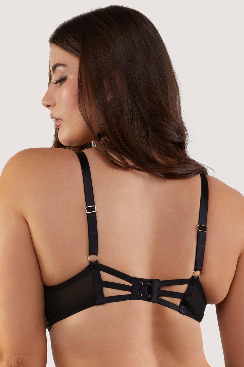 Playful Promises Mia Black And Jade Deco Embroidery Balconette Bra