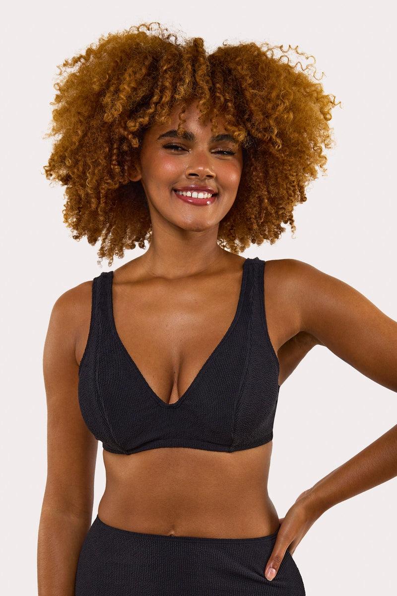 Playful Promises Mila Black Fuller Bust Scrunch Hidden Underwire Bikini Top