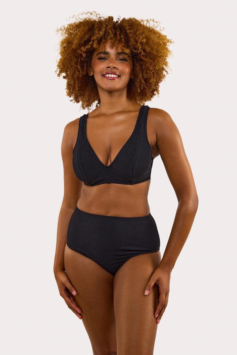 Playful Promises Mila Black Fuller Bust Scrunch Hidden Underwire Bikini Top