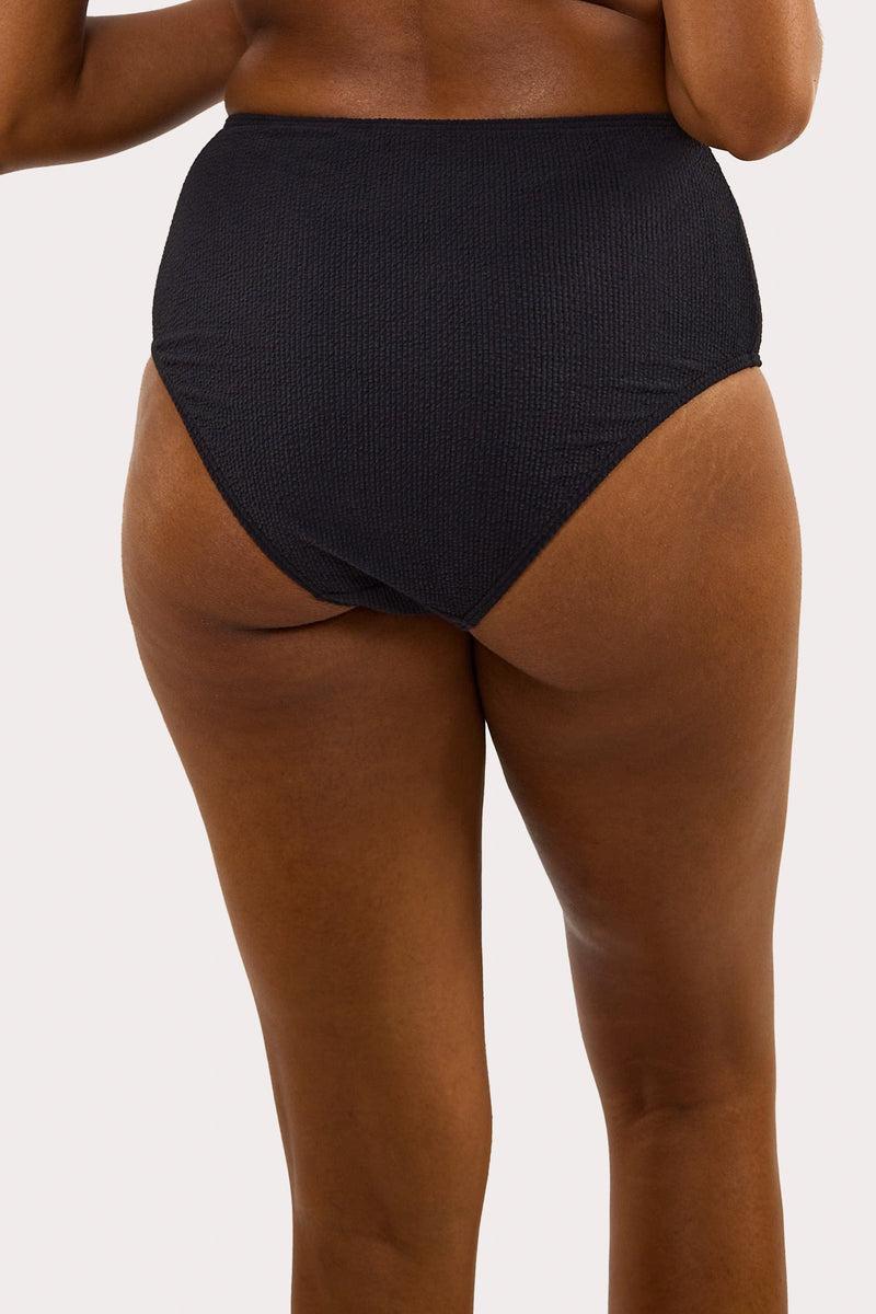 Playful Promises Mila Black Textured High Waisted Bikini Bottom