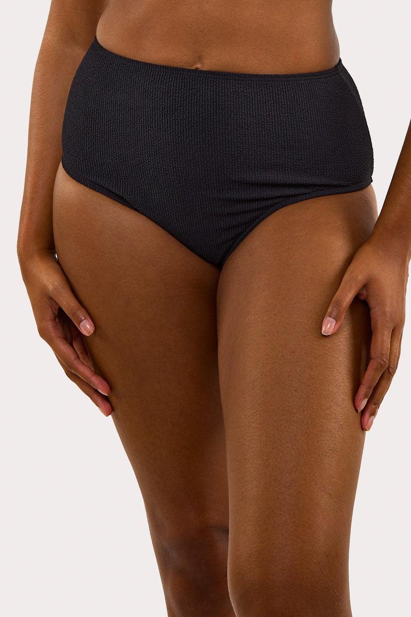 playful promises Mila Black Textured High Waisted Bikini Bottom