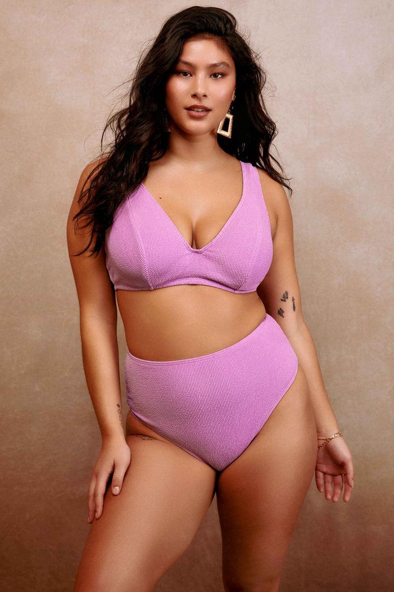 Playful Promises Mila Lilac Scrunch Hidden-Underwire Bikini Top