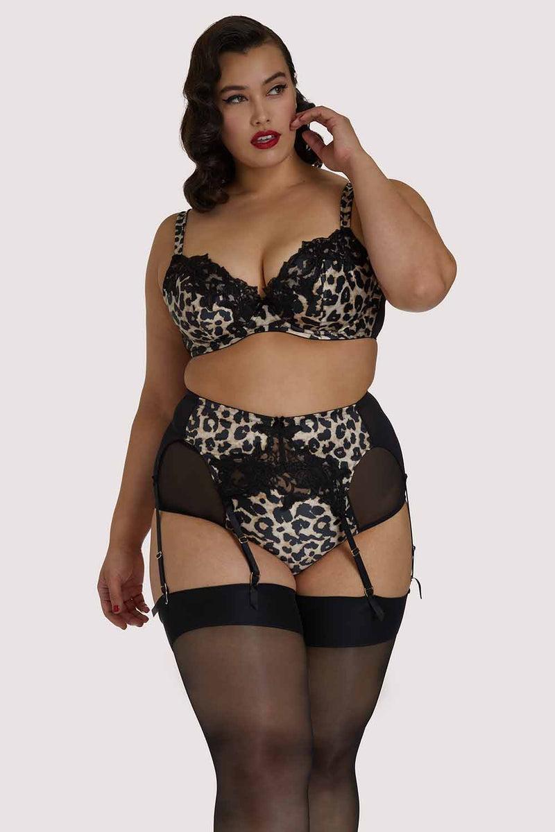 Playful Promises Millicent Leopard Curve Suspender Belt