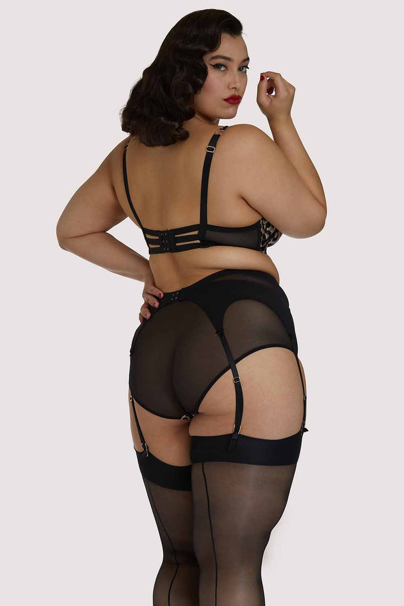 Playful Promises Millicent Leopard Curve Suspender Belt
