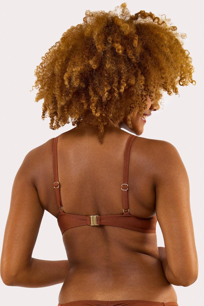 Playful Promises Morgan Bronze Glitter Mix & Match Fuller Bust Plunge Bikini Top