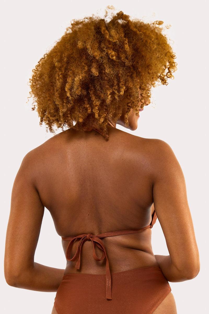 Playful Promises Morgan Bronze Glitter Mix & Match Fuller Bust Triangle Bikini Top