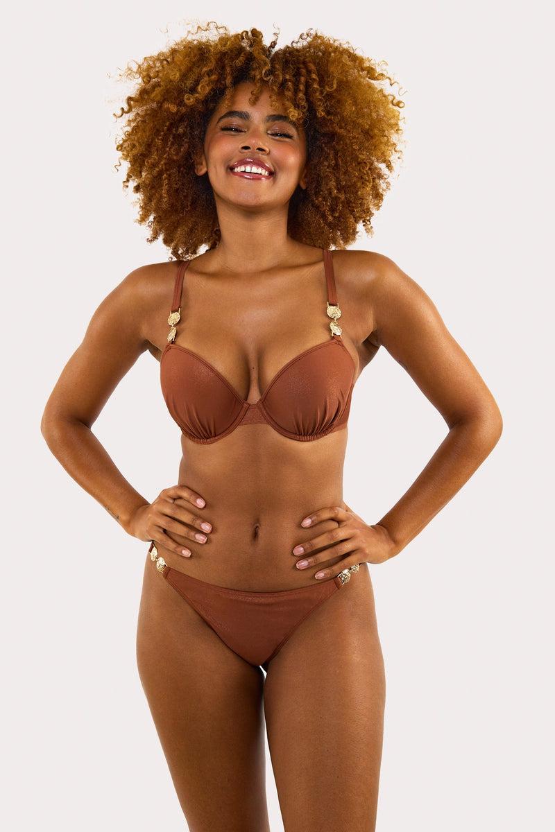 Playful Promises Morgan Bronze Glitter Mix & Match Tanga Bikini Bottoms