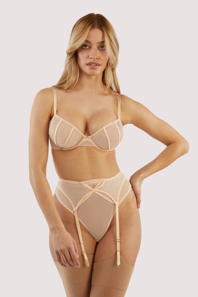 Playful Promises Nola Toffee Diamante Studded Suspender