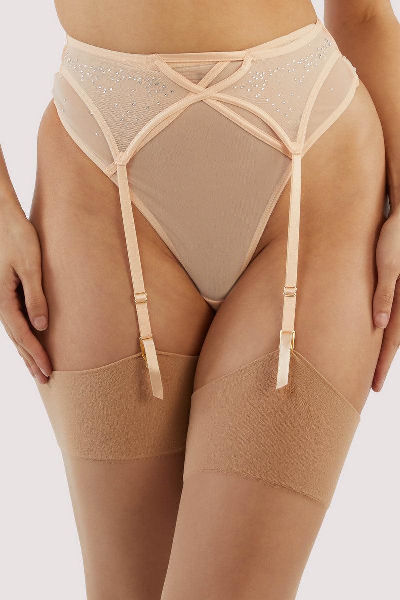 playful promises Nola Toffee Diamante Studded Suspender